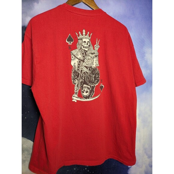 Red Grim Reaper King of Spades Skeleton Graphic Tee XL Streetwear Skater Punk - Picture 7 of 8